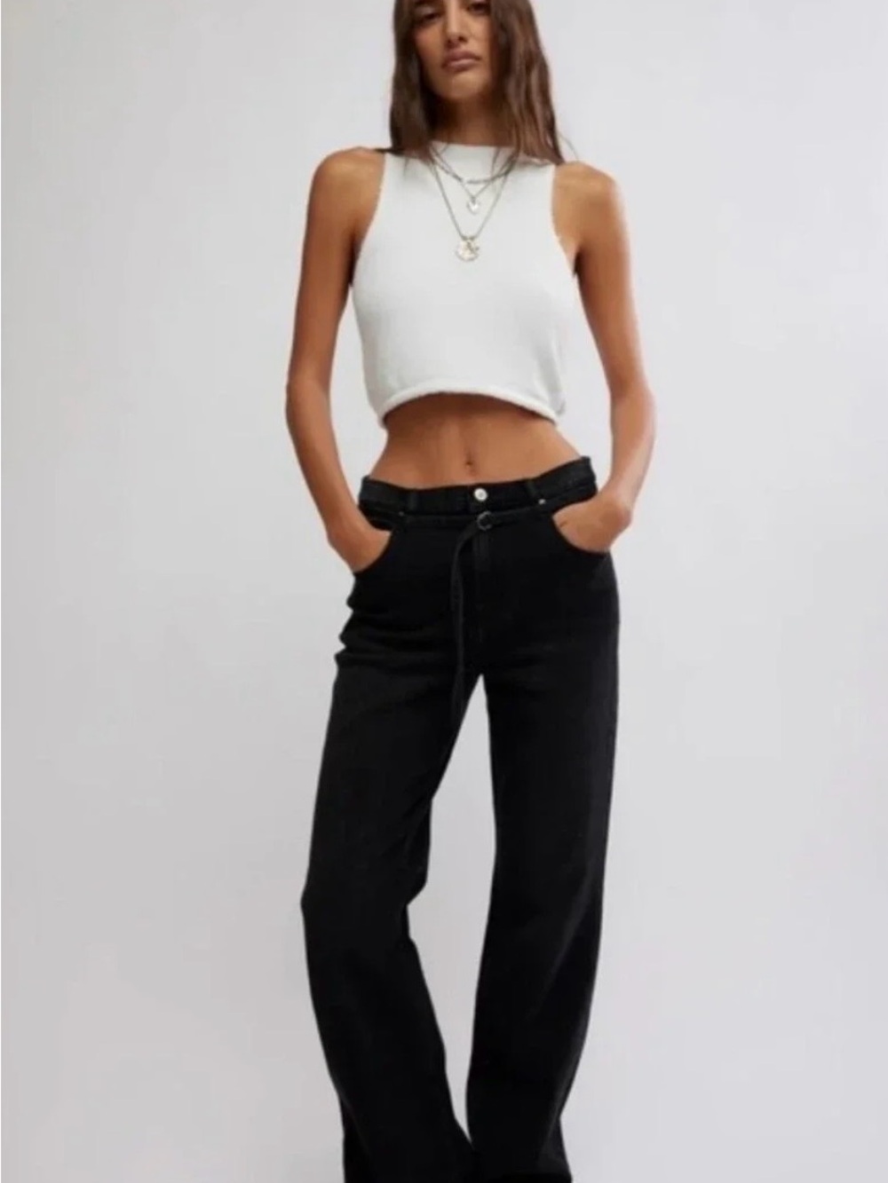 We The Free Sabine Slim Straight Leg Jeans in Black - 29